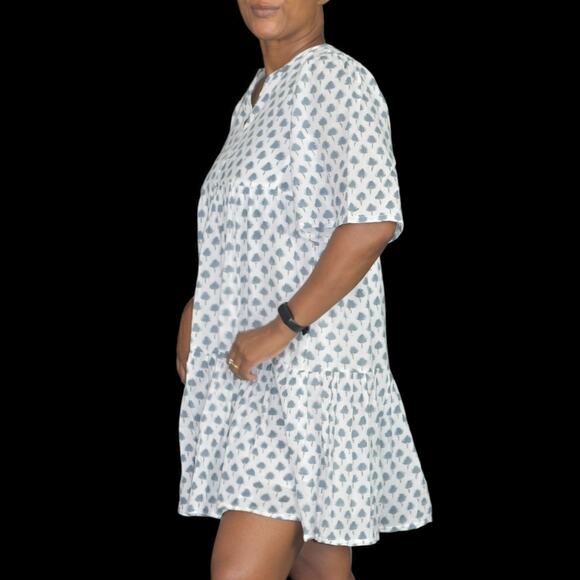 Emerson Fry Isla Mini Dress White Print Babydoll Cotton HandBlock Swingy Small - Picture 3 of 16